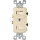 Leviton Single Pole Ivory 15A Quiet Duplex Switch Image 1