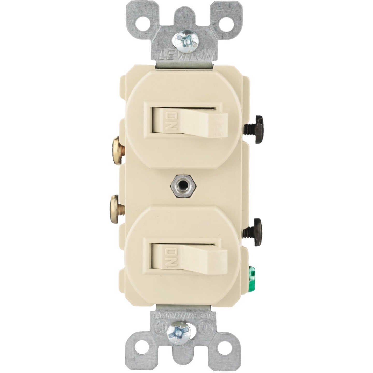 Leviton Single Pole Ivory 15A Quiet Duplex Switch Image 1