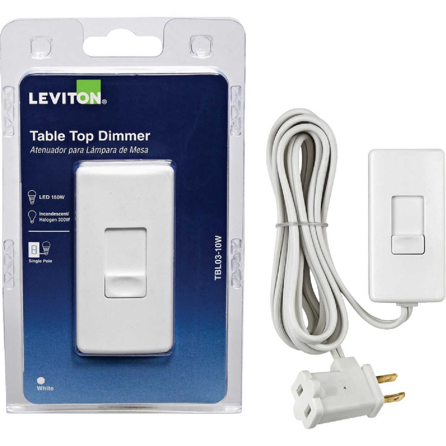 Leviton 300W Incandescent & Halogen/150W LED 120V Table Top Plug In Lamp Dimmer Image 1