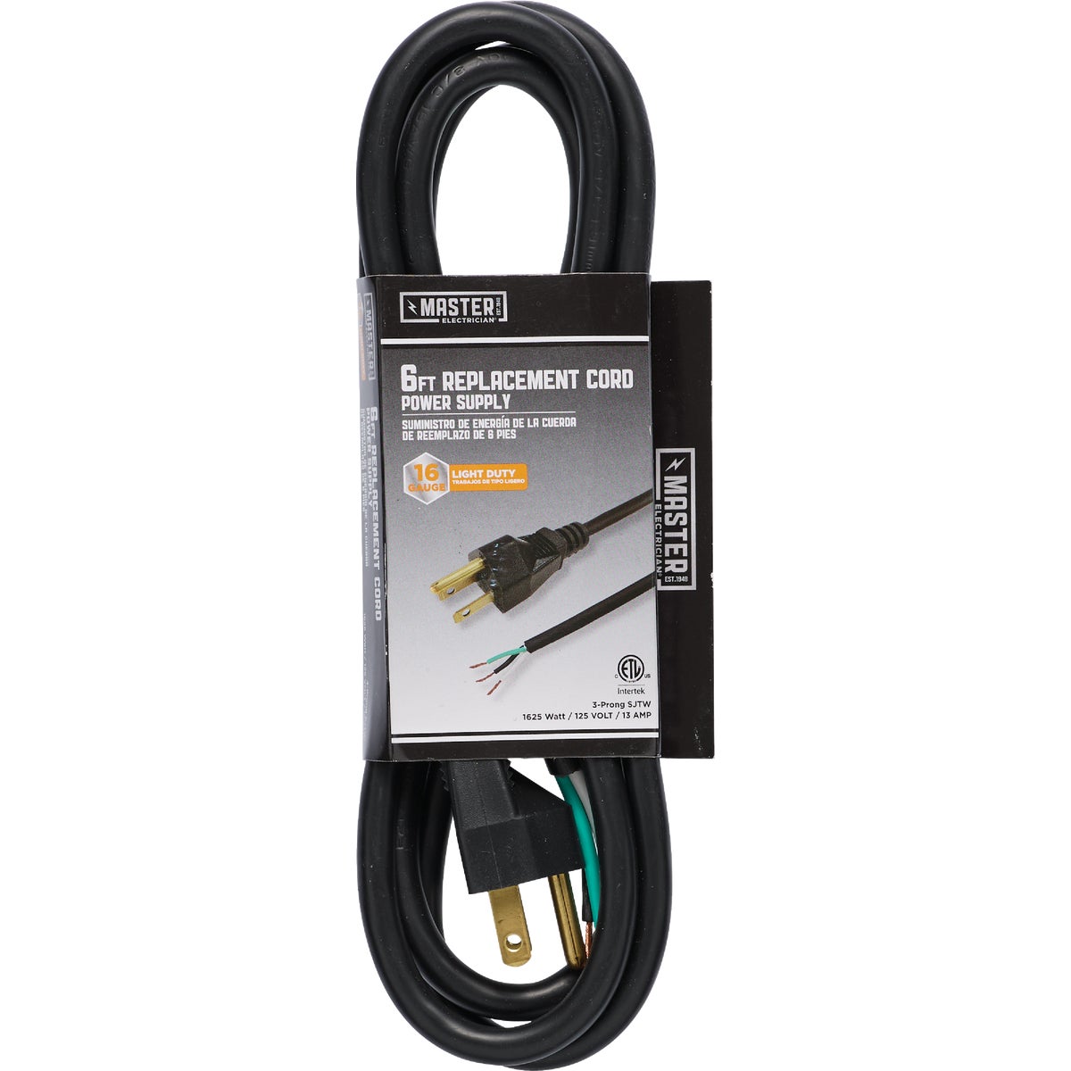 Master Electrician 6 Ft. 16/3 SJTW Power Supply Cord