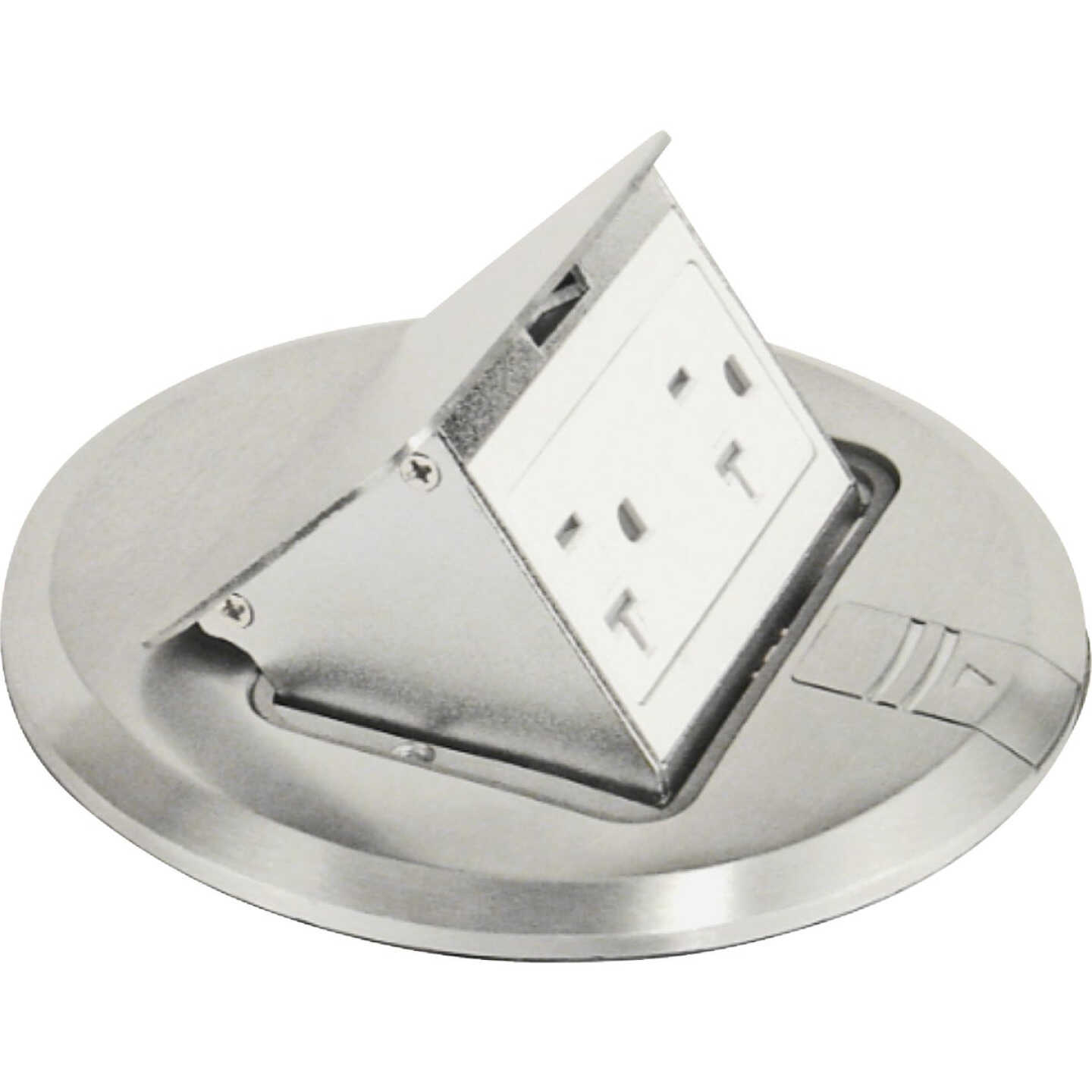 Southwire Nickel 5.6 In. x 5.9 In. Floor Box Outlet Kit Image 1