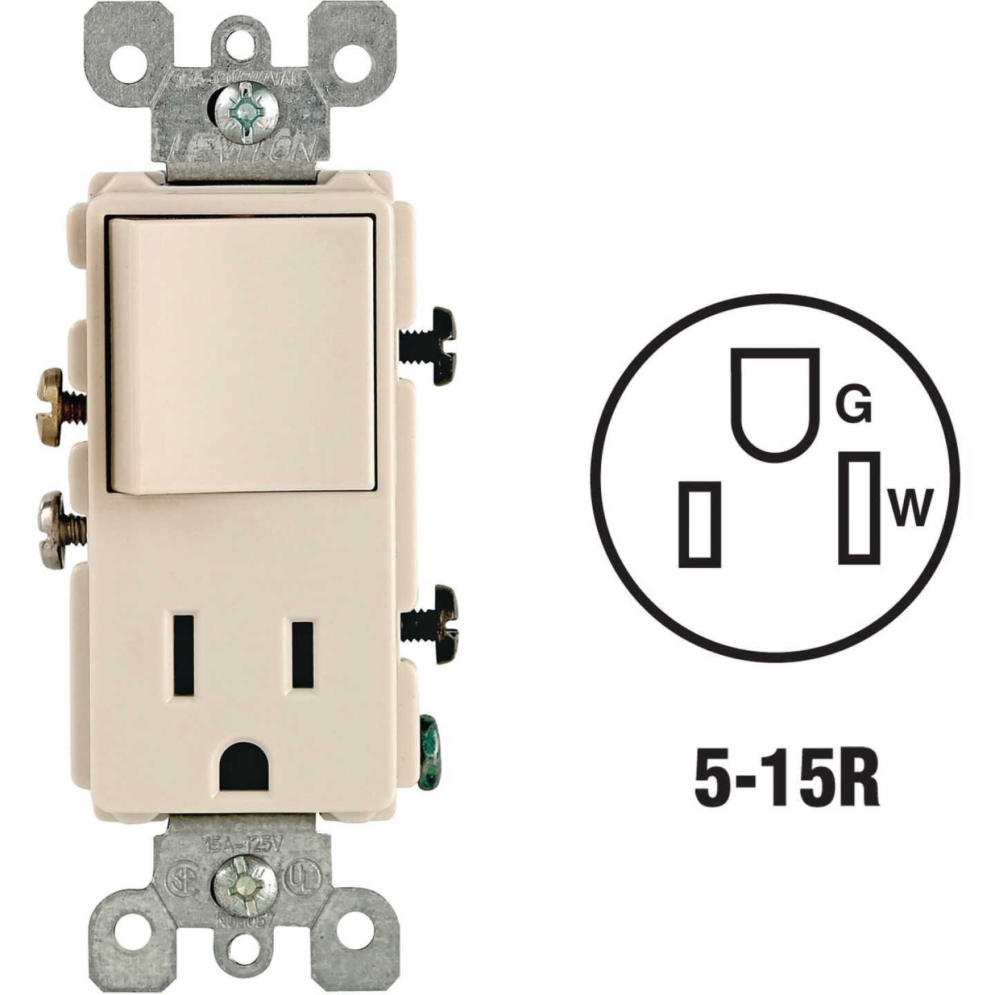 Leviton Light Almond 15A Switch & Outlet Image 1