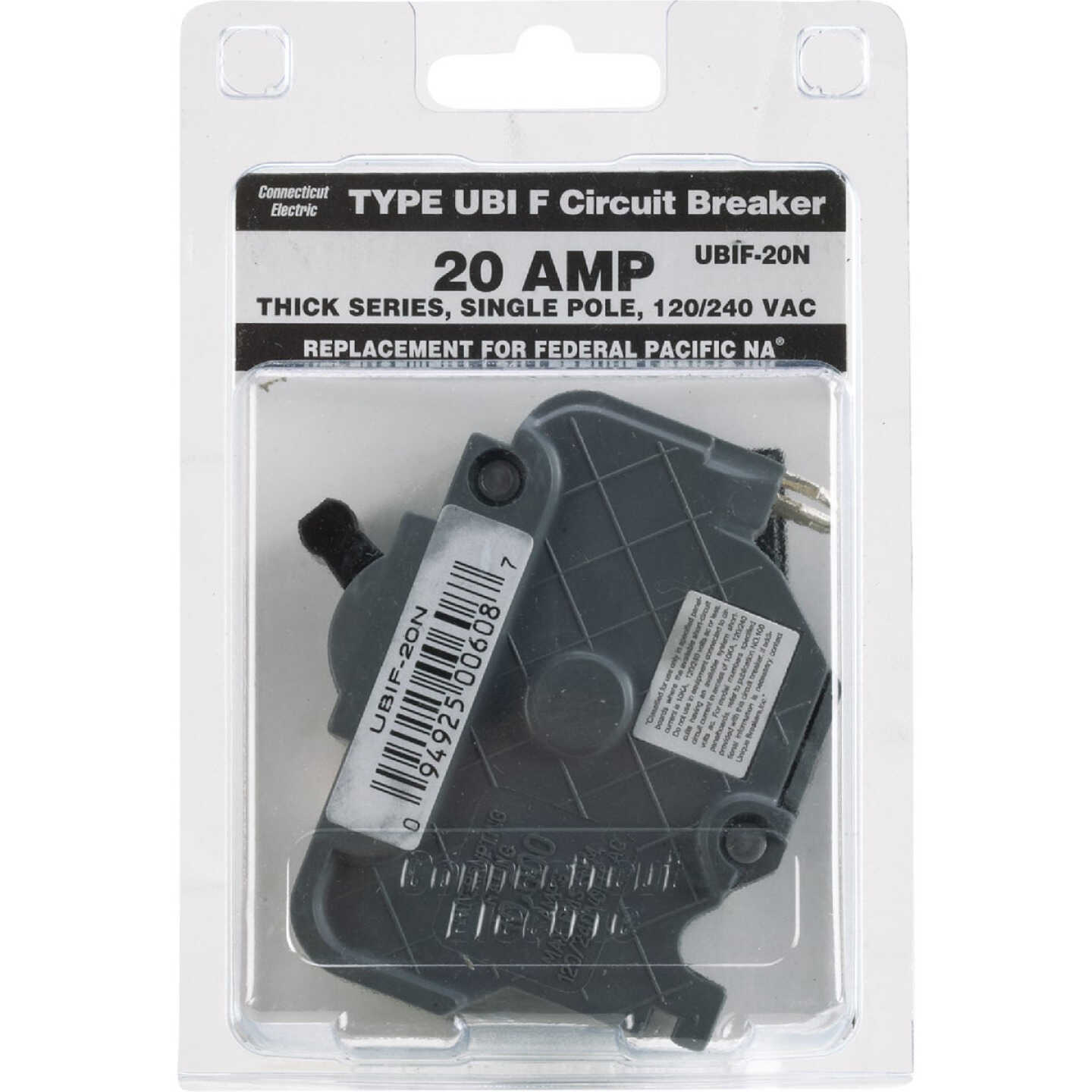 Connecticut Electric 20A Single-Pole Standard Trip Packaged Replacement Circuit Breaker For Federal Pacific Image 2