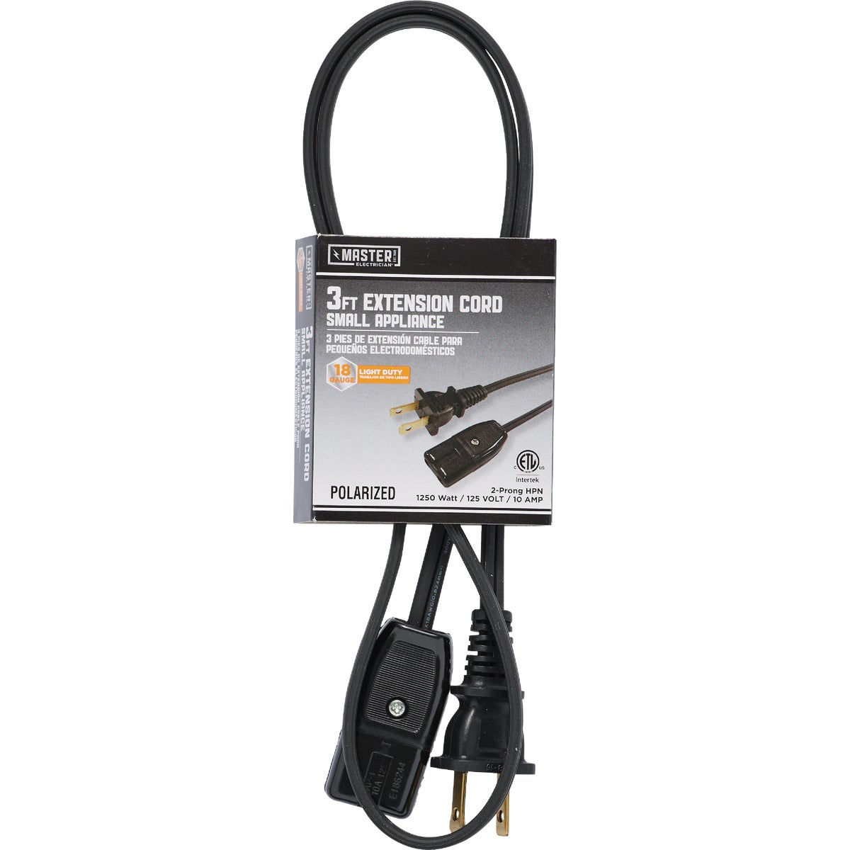 Master Electrician 3 Ft. 18/2 HPN Miniature Plug Appliance Cord