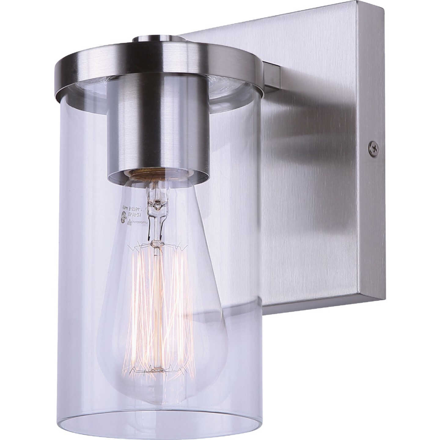 Canarm Britton 1-Light Brushed Nickel Vanity Bath Light Fixture, Clear Glass Image 1