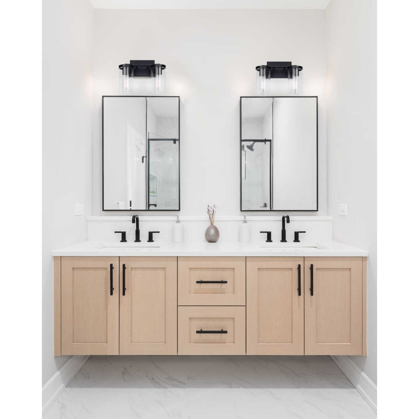 Canarm Britton 2-Light Black Vanity Bath Light Fixture, Clear Glass Image 2