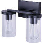 Canarm Britton 2-Light Black Vanity Bath Light Fixture, Clear Glass Image 5