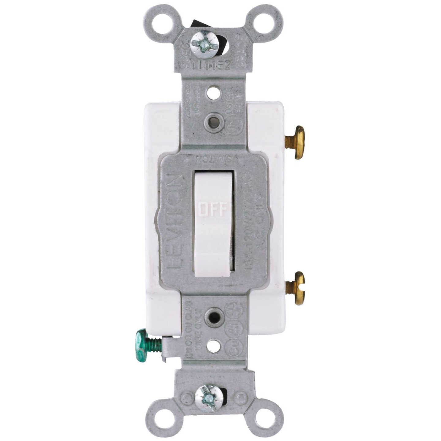 Leviton Commercial Grade 15 Amp Toggle Single Pole Switch, White Image 1