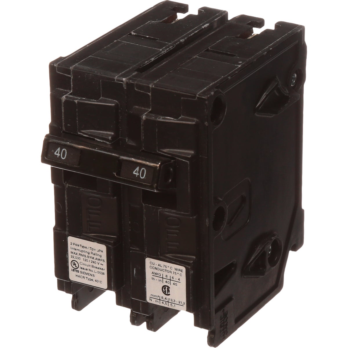 Siemens 40A Double Pole Circuit Breaker