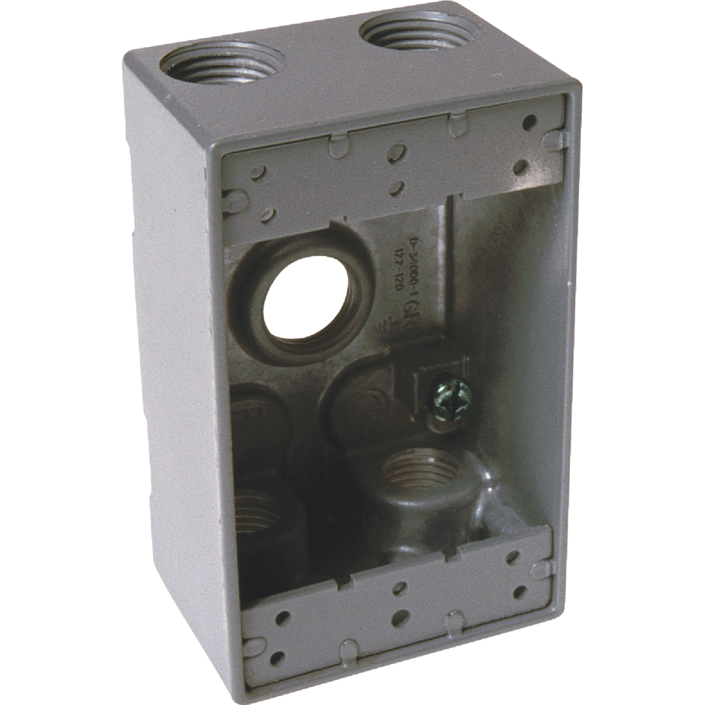 Hubbell Single Gang 3/4 In. 5-Outlet Gray Die-Cast Aluminum Weatherproof Outdoor Outlet Box Image 1