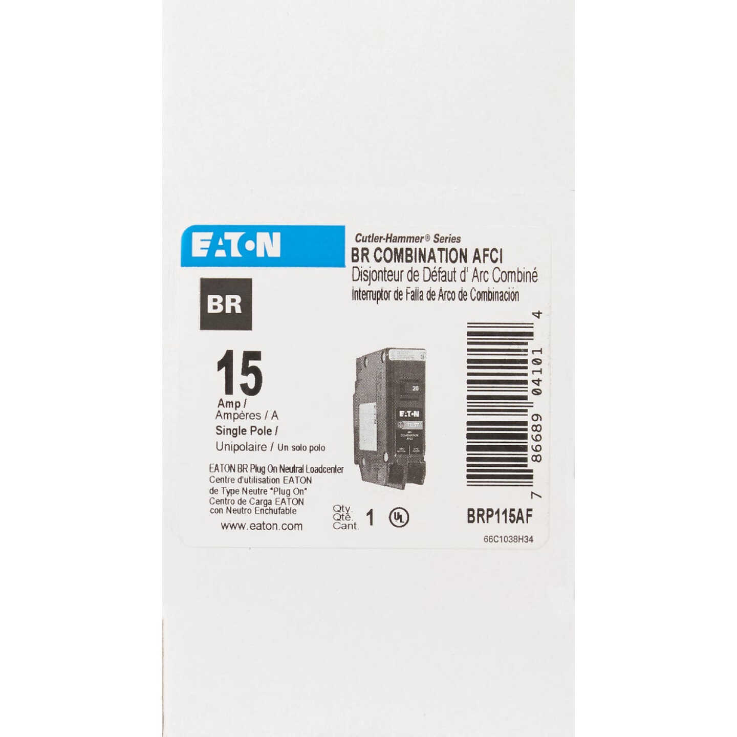 Eaton BR 15A Single-Pole AFCI Circuit Breaker Image 2