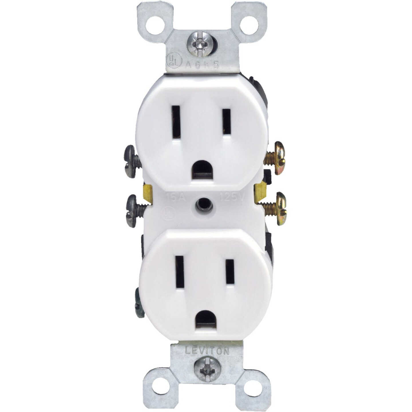 Leviton 15A White Shallow Grounded 5-15R Duplex Outlet Image 2