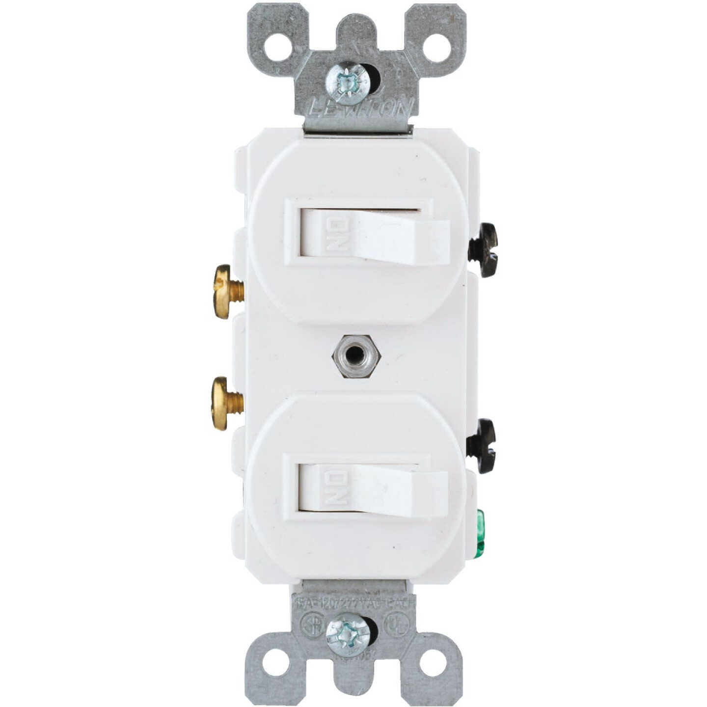 Leviton Single Pole White 15A Quiet Duplex Switch Image 1