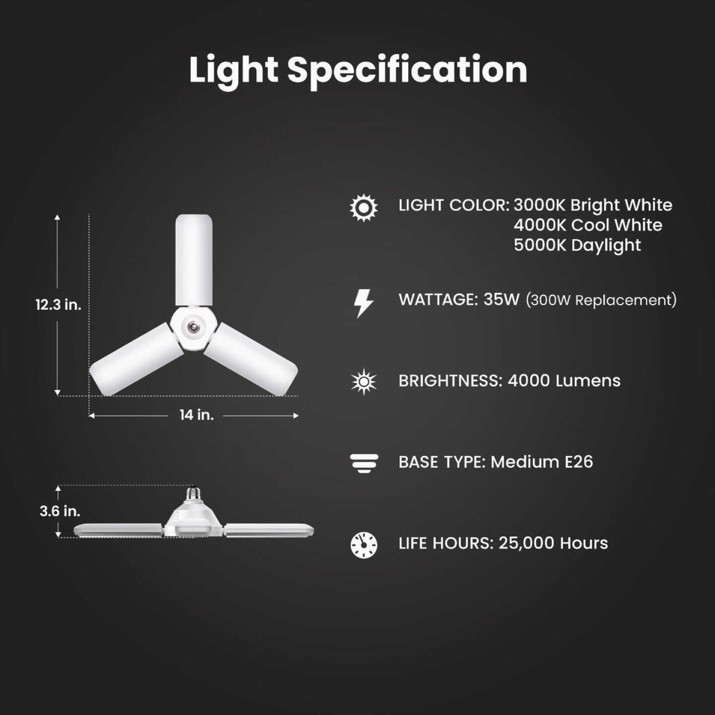 Feit Electric 35W 4000 Lumens LED Foldable Garage Light Image 2