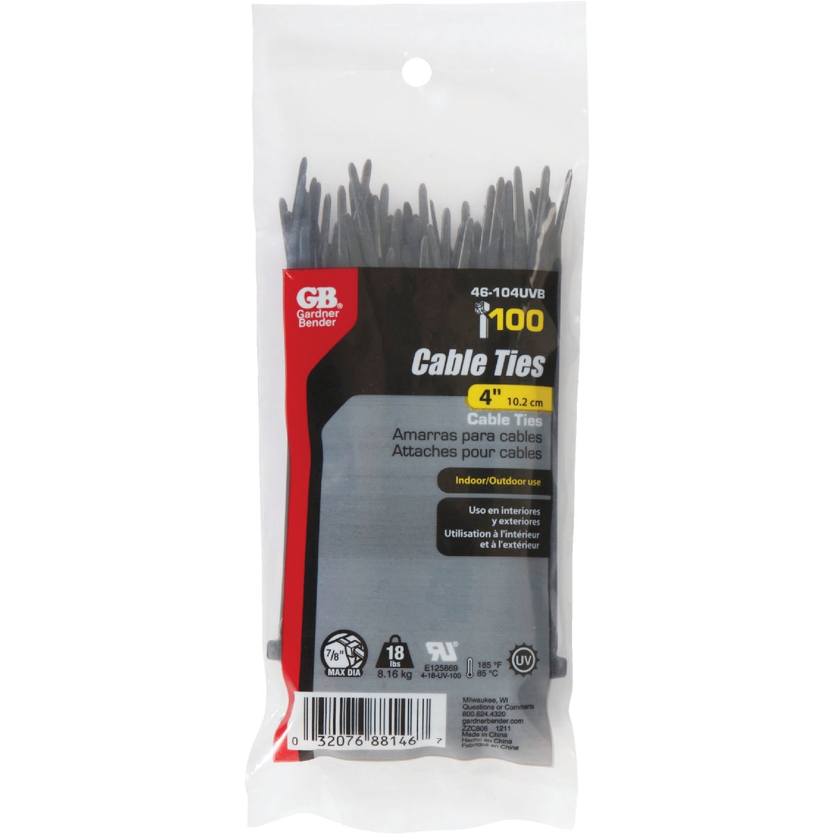 Gardner Bender 4 In. x 0.095 In. Black Nylon Ultra Violet Cable Tie (100-Pack) Image 2