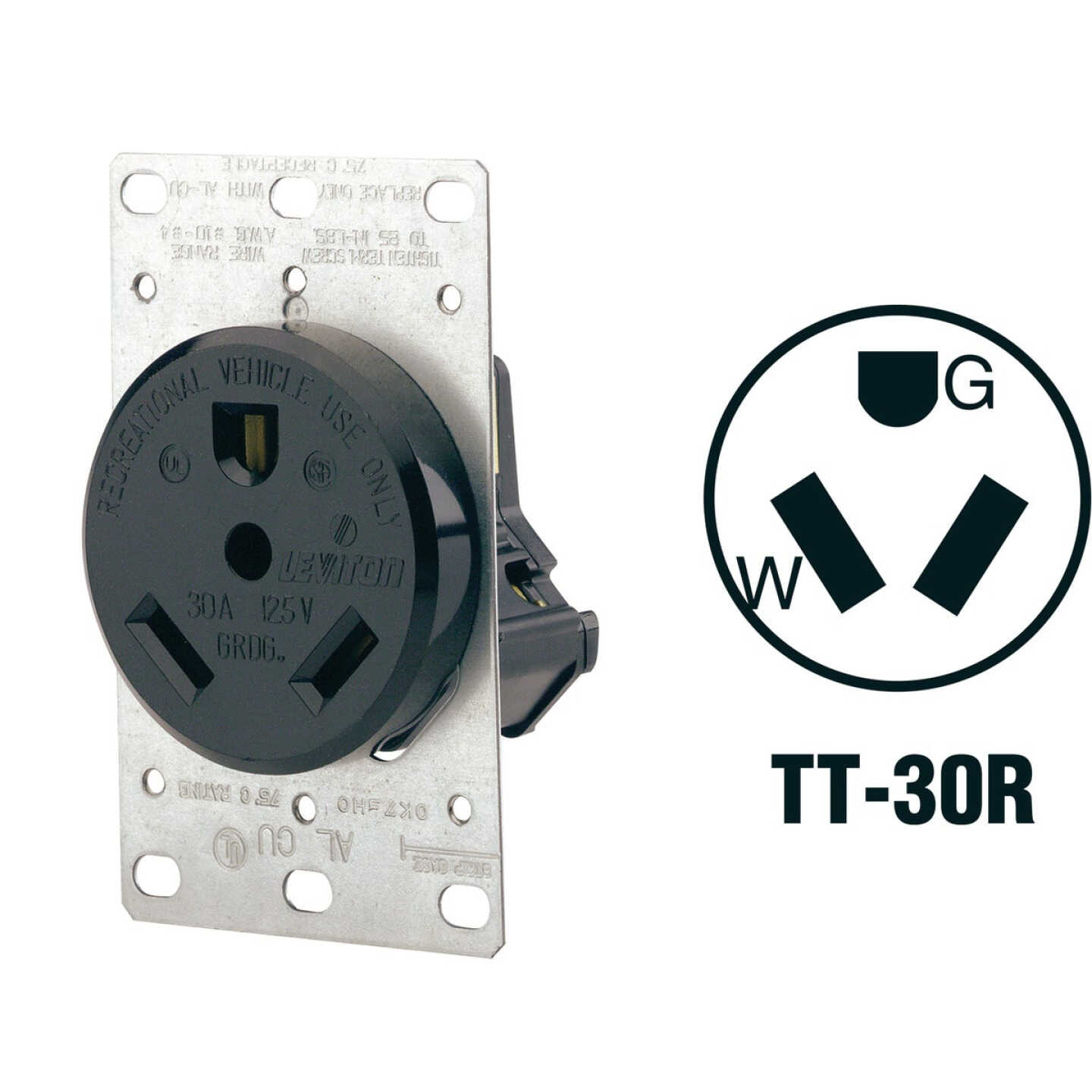 Leviton 30A Female Power Outlet RV Receptacle Image 1