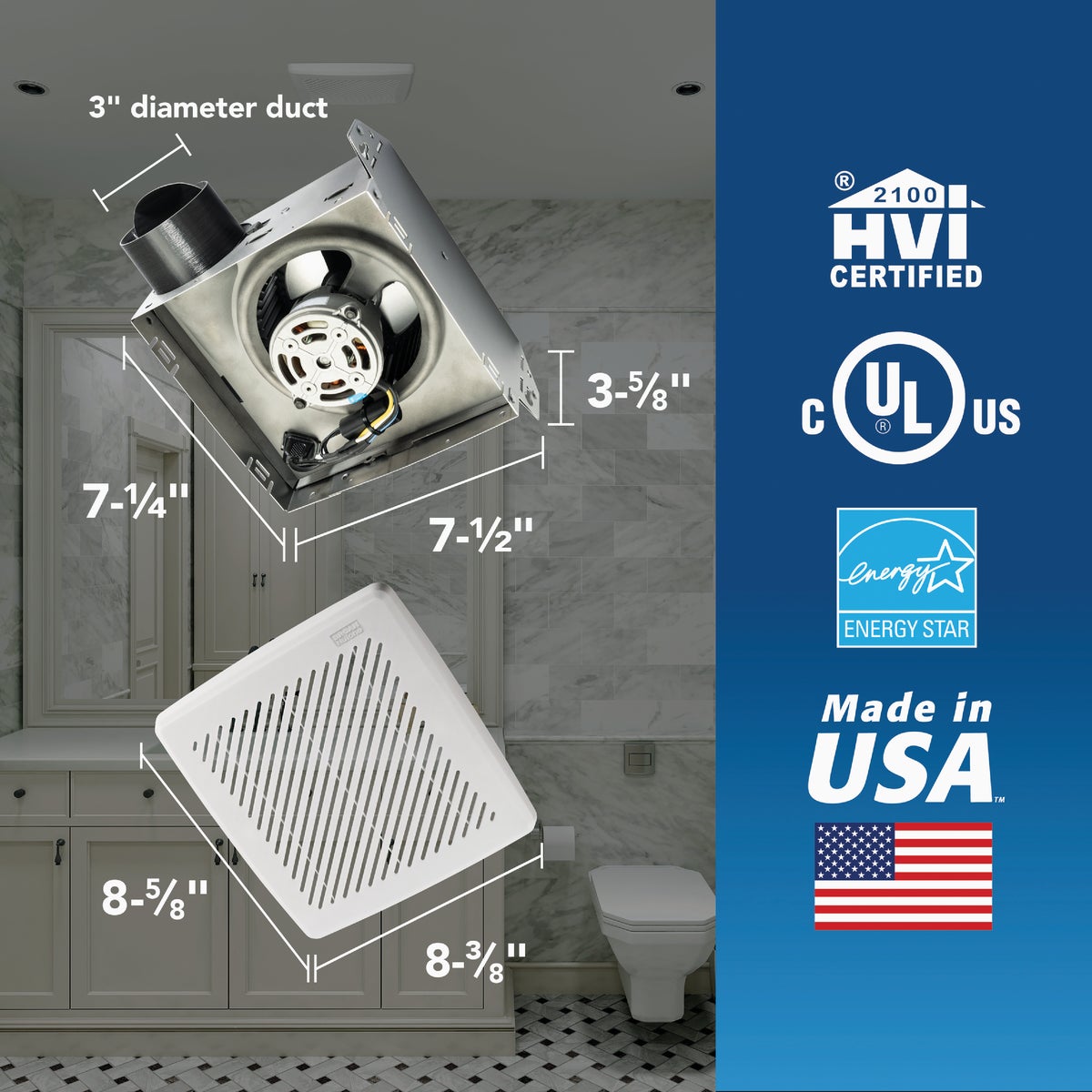 Broan Economy 50 CFM 2.0 Sones 120V Bath Exhaust Fan Image 3