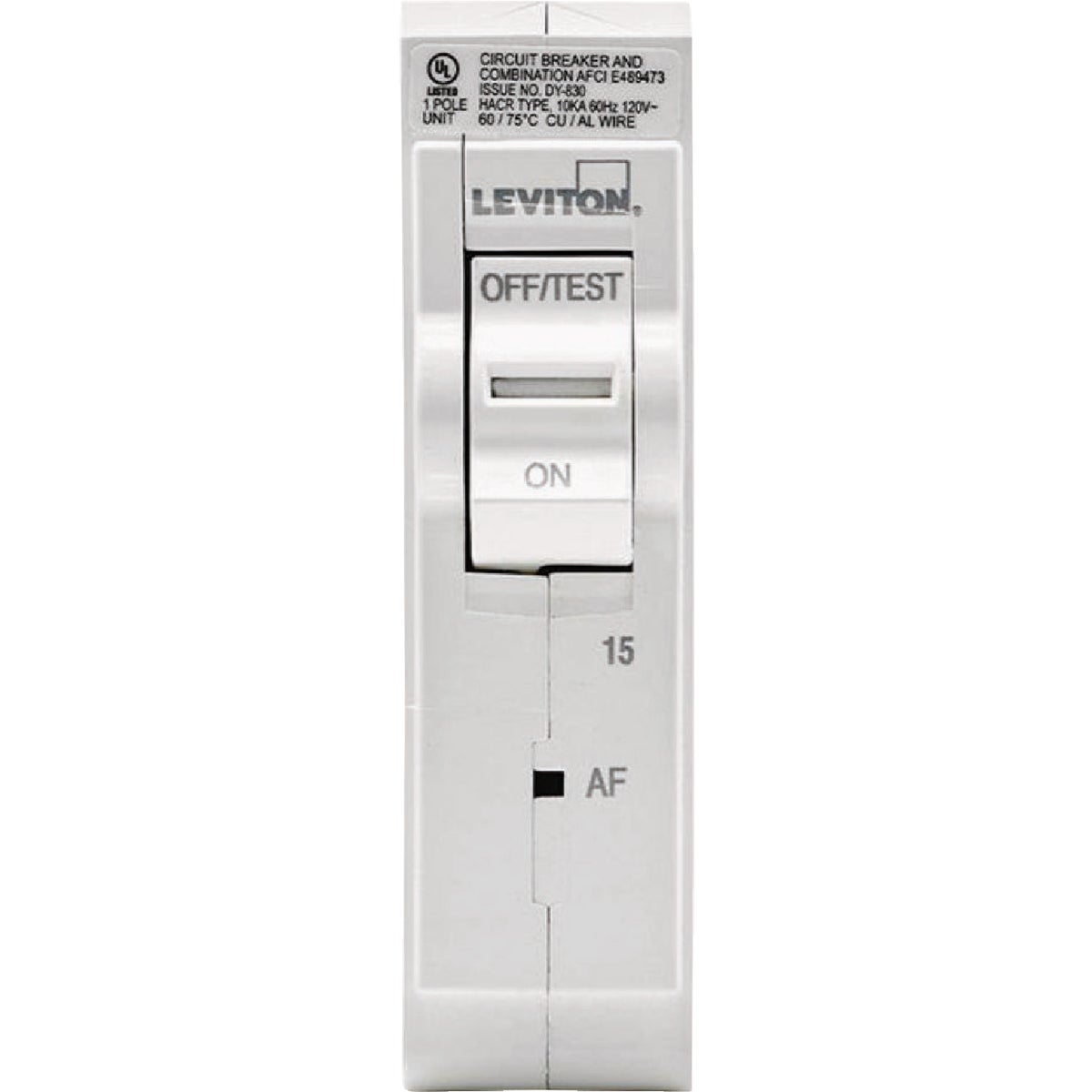 Leviton 15A Single-Pole Hydaulic Magnetic Trip Plug-On AFCI White Branch Circuit Breaker Image 2
