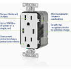 Leviton Decora White 15A Type C/C USB Charger Tamper Resistant 30W Outlet Image 3