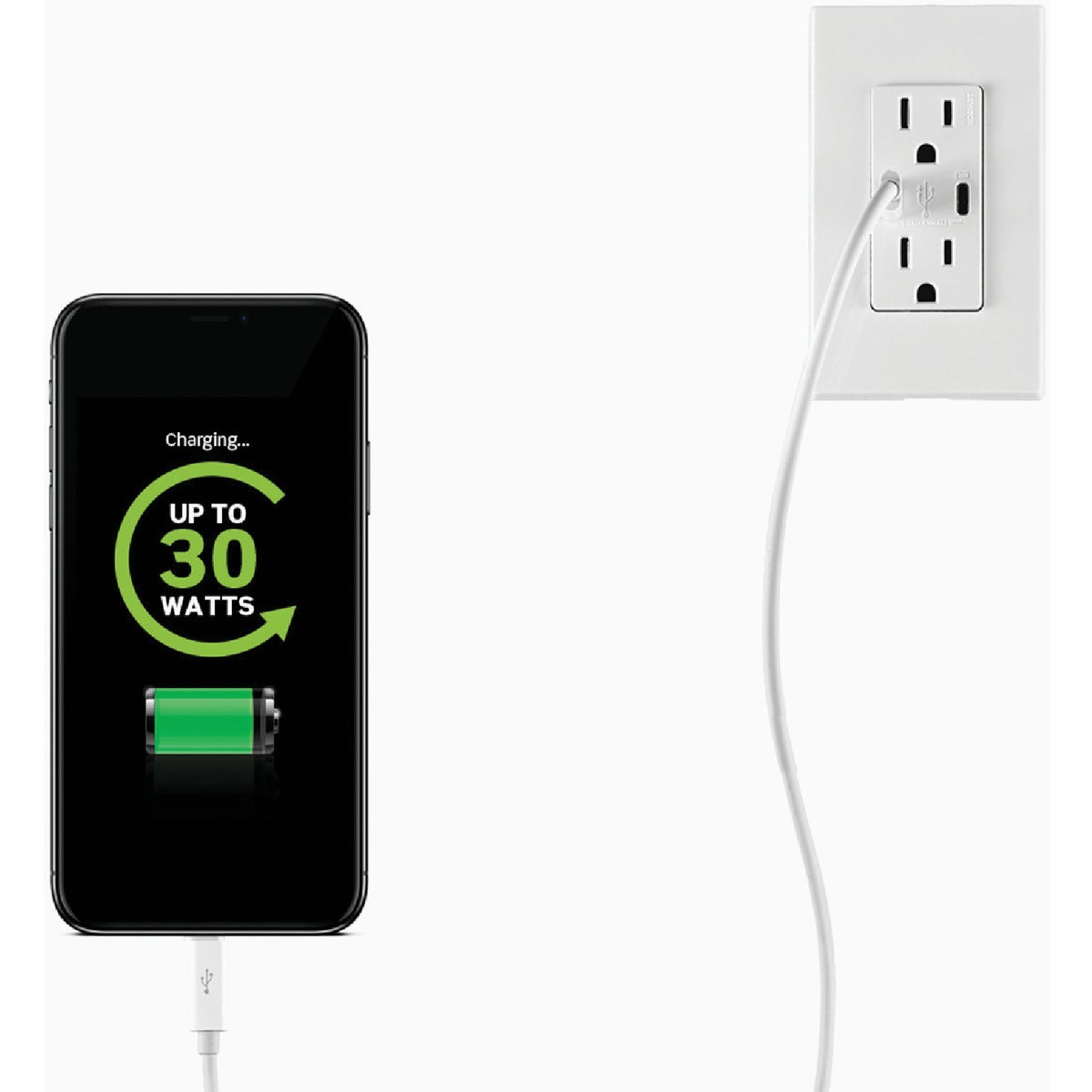 Leviton Decora White 15A Type C/C USB Charger Tamper Resistant 30W Outlet Image 6