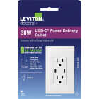 Leviton Decora White 15A Type C/C USB Charger Tamper Resistant 30W Outlet Image 7