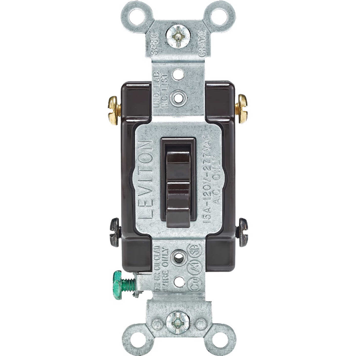 Leviton Commercial Grade 15A Brown Framed Toggle 4-Way Switch Image 1
