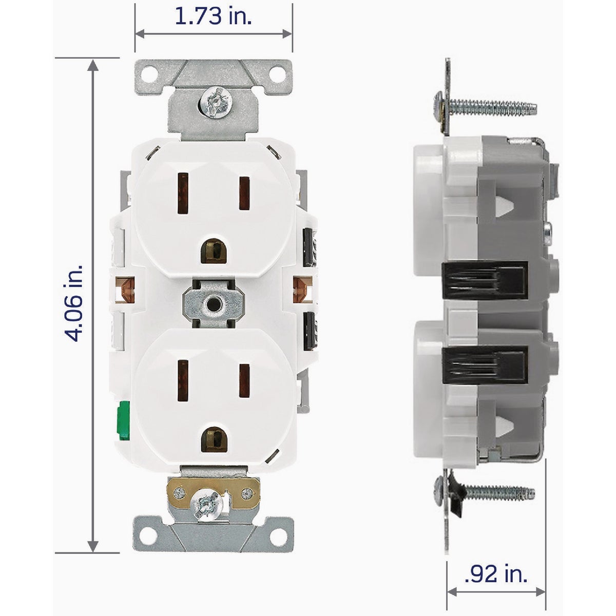 Leviton Lever Edge White 15A Commercial Grade 5-15R Duplex Outlet Image 6