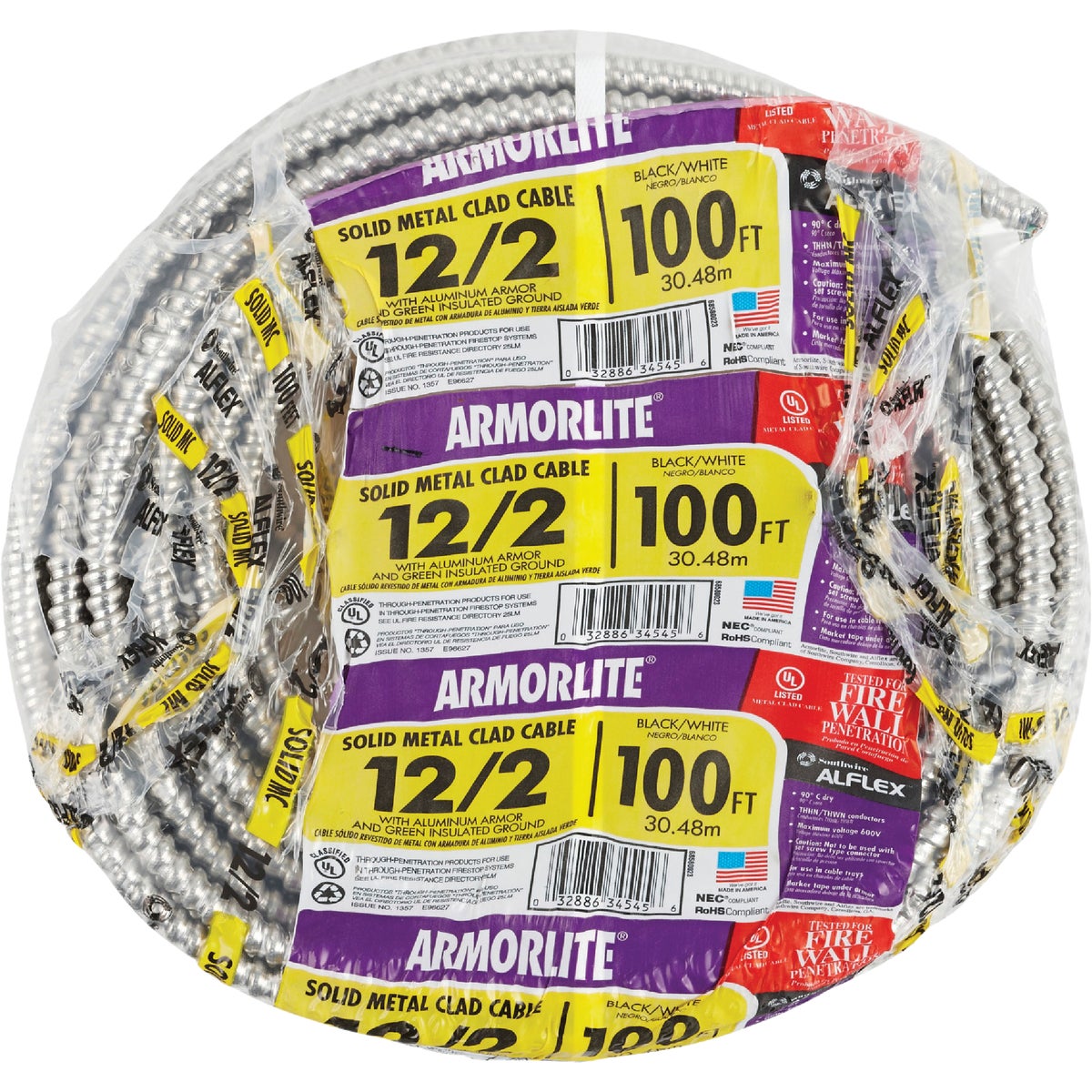 Southwire 100 Ft. 12/2 MC Armored Cable Electrical Wire Image 2