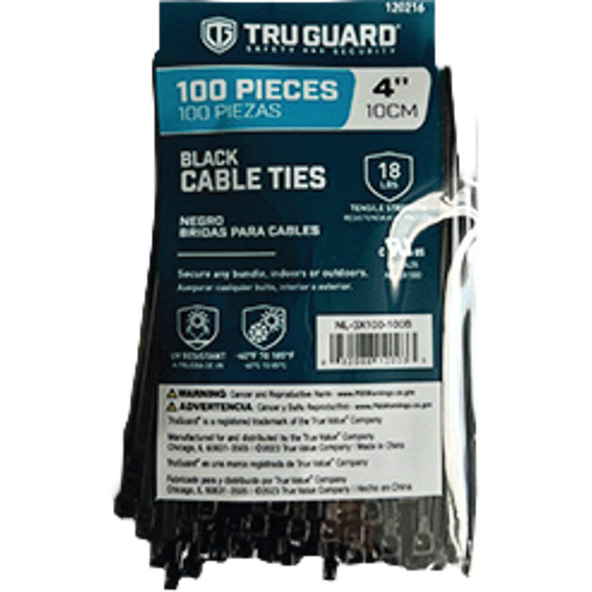 TruGuard 4 In. Black Self-Locking Cable Ties (100-Pack)