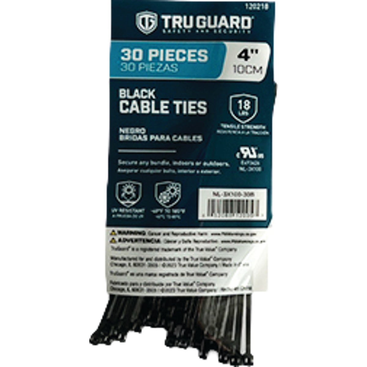 TruGuard 4 In. Black Self-Locking Cable Ties (30-Pack)