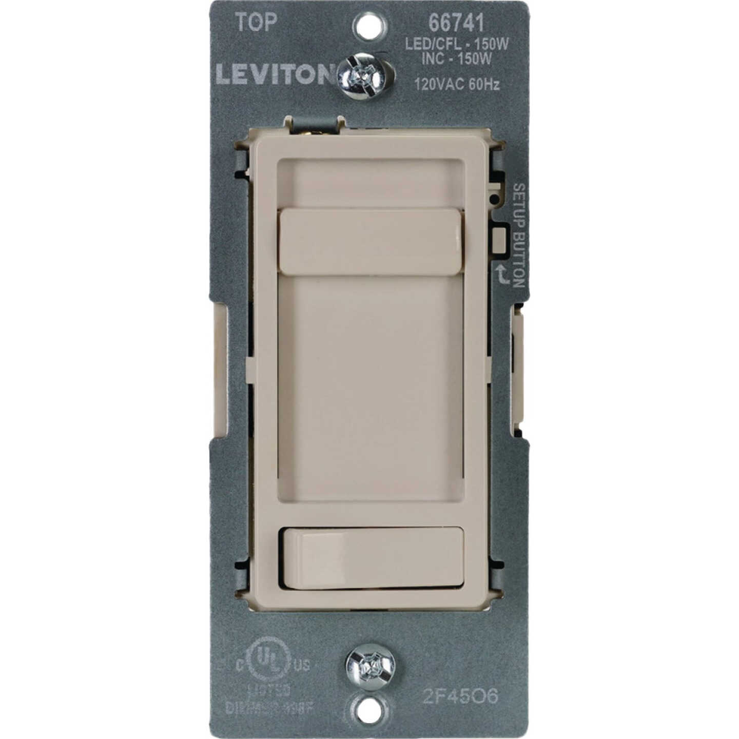 Leviton SureSlide LED/CFL Light Almond Slide Dimmer Image 1