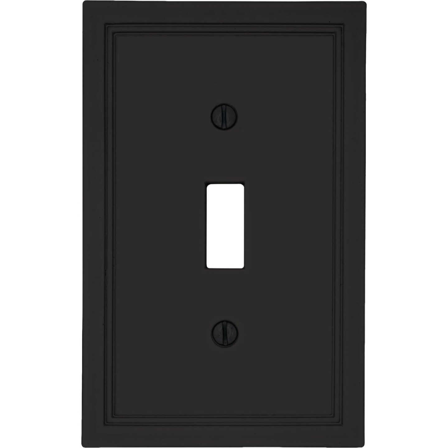 Amerelle Fairbanks 1-Gang Matte Black Insulated Bamboo Swich Wall Plate Image 1