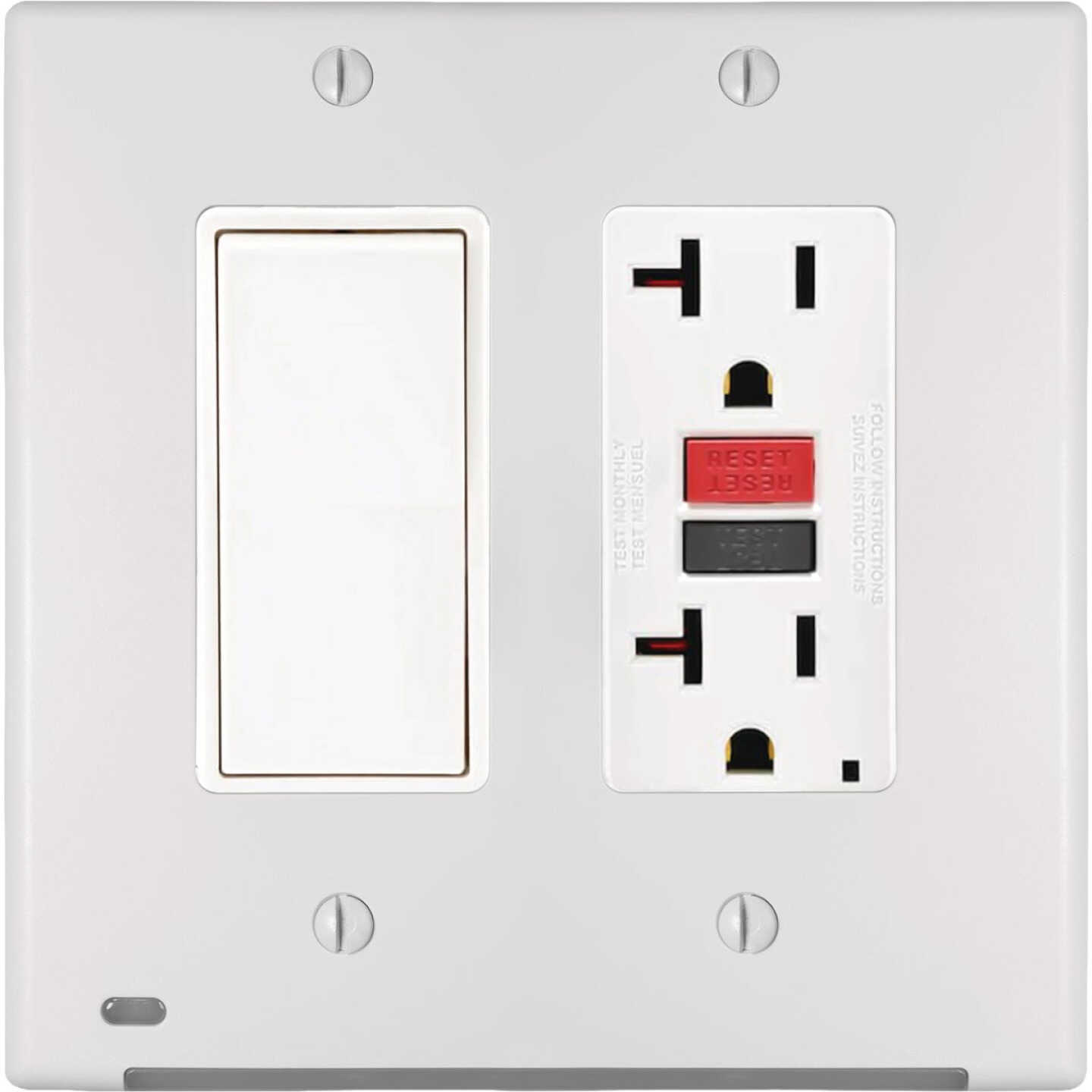 Amerelle LumiCover 2-Gang Universal Wallplate with Built-In Night Light, White Image 4