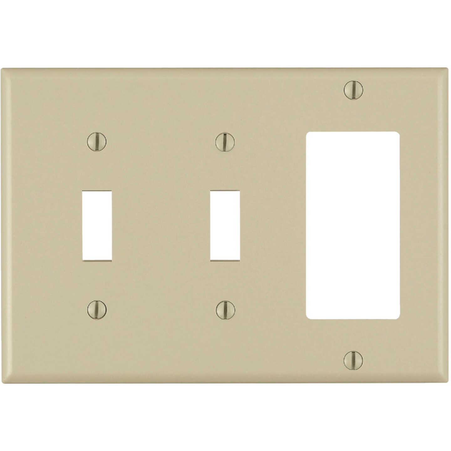 Leviton Decora 3-Gang Thermoset 2-Toggle/Rocker Wall Plate, Ivory Image 1