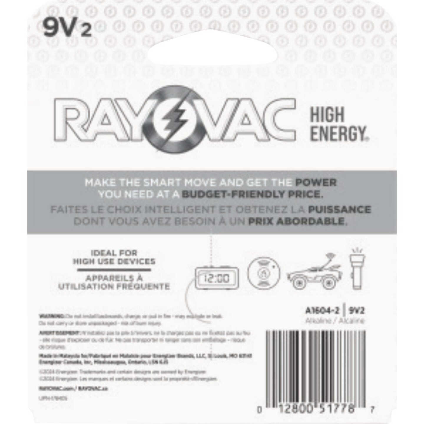 Rayovak 9V Alkaline Battery (2-Pack) Image 2