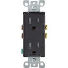 Leviton Decora 15A Black 125V Tamper Resistant Duplex Outlet/Receptacle Image 1
