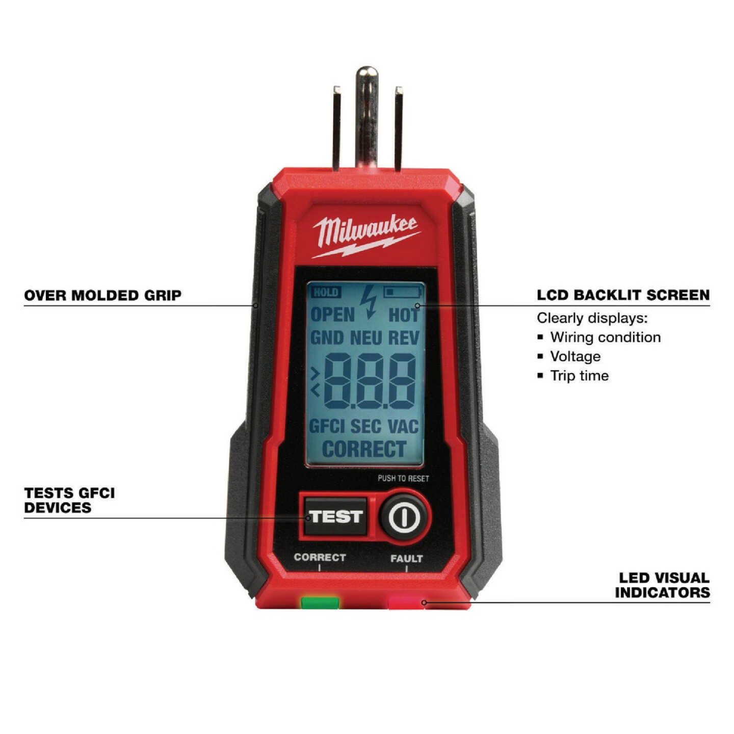 Milwaukee Digital GFCI Receptacle Tester Image 2