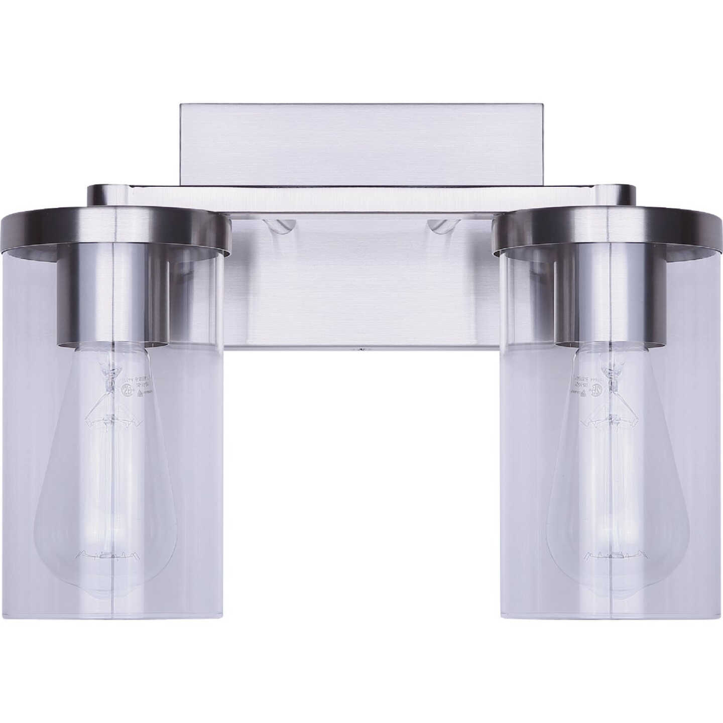 Canarm Britton 2-Light Brushed Nickel Vanity Bath Light Fixture, Clear Glass Image 6