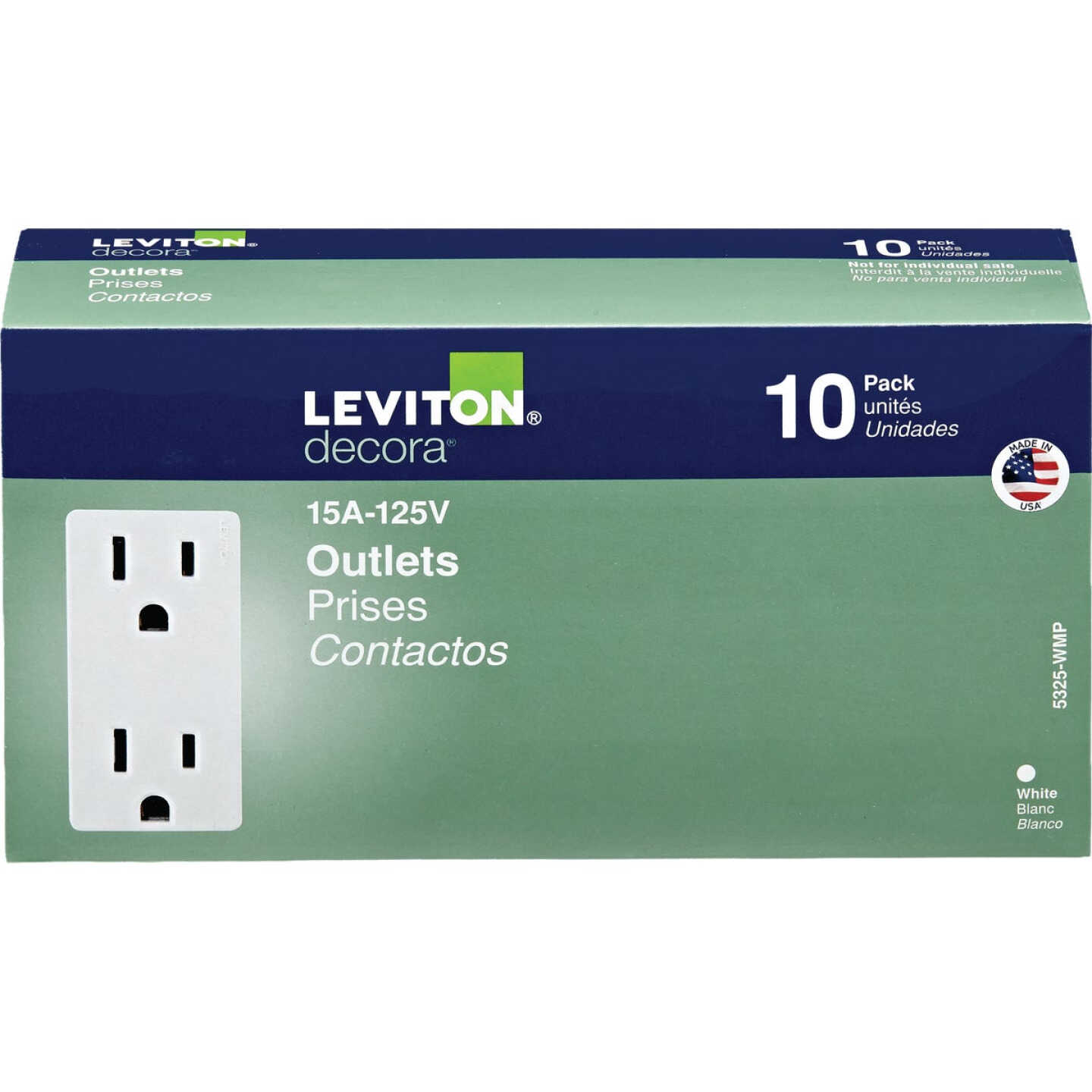 Leviton Decora 15A White 125V Duplex Outlet/Receptacle (10-Pack) Image 2