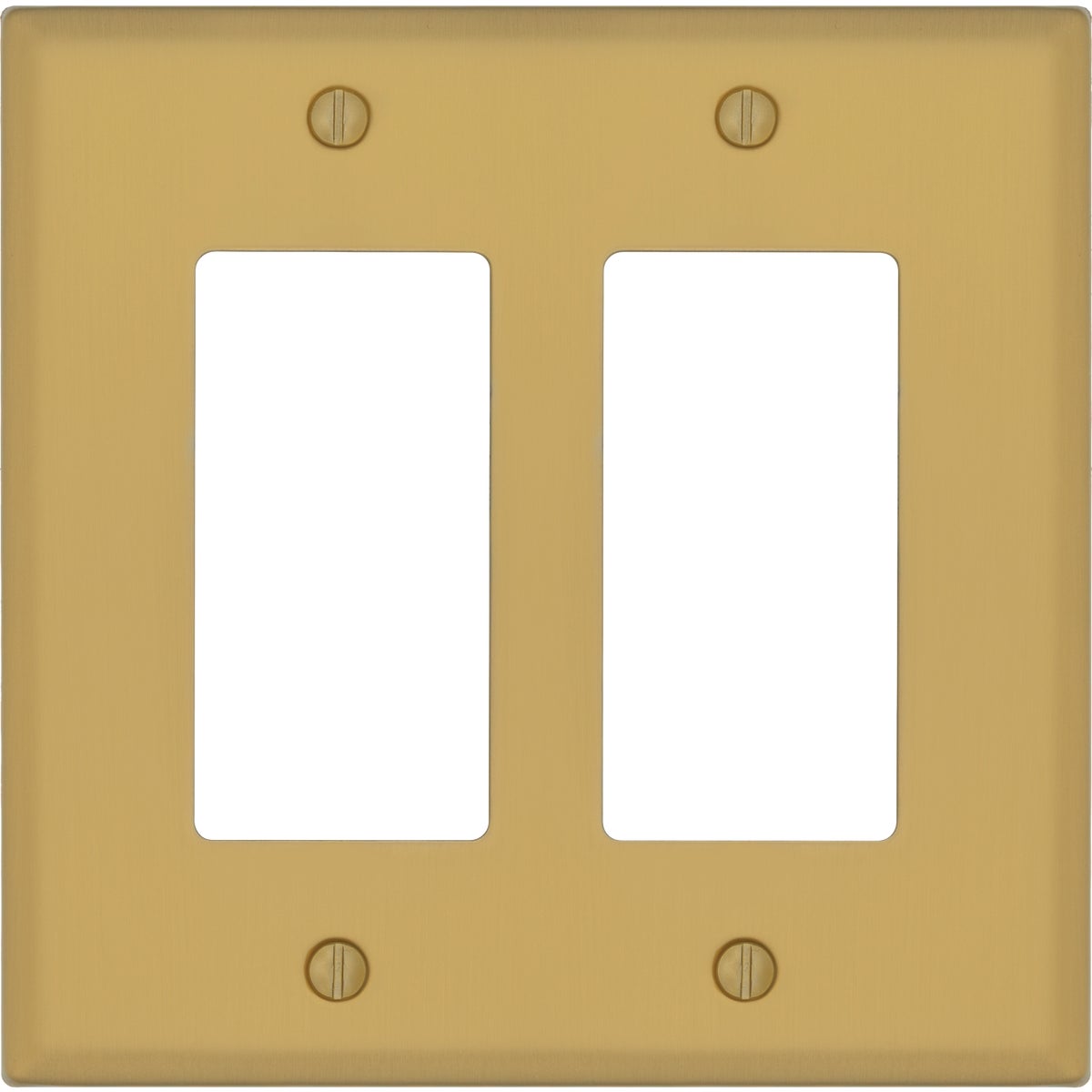 Amerelle Oxford 2-Gang Brushed Gold Steel Wall Plate