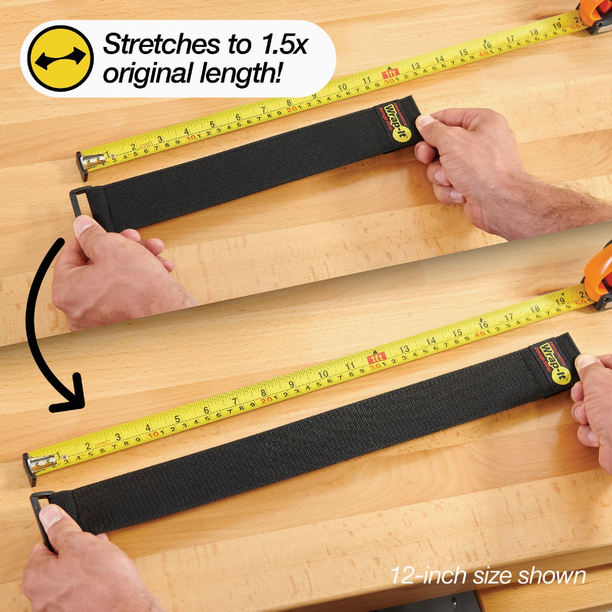 Wrap-It Storage Super-Stretch 18 In. x 2 In. Elastic Hook & Loop Cinch Straps (3-Pack) Image 5