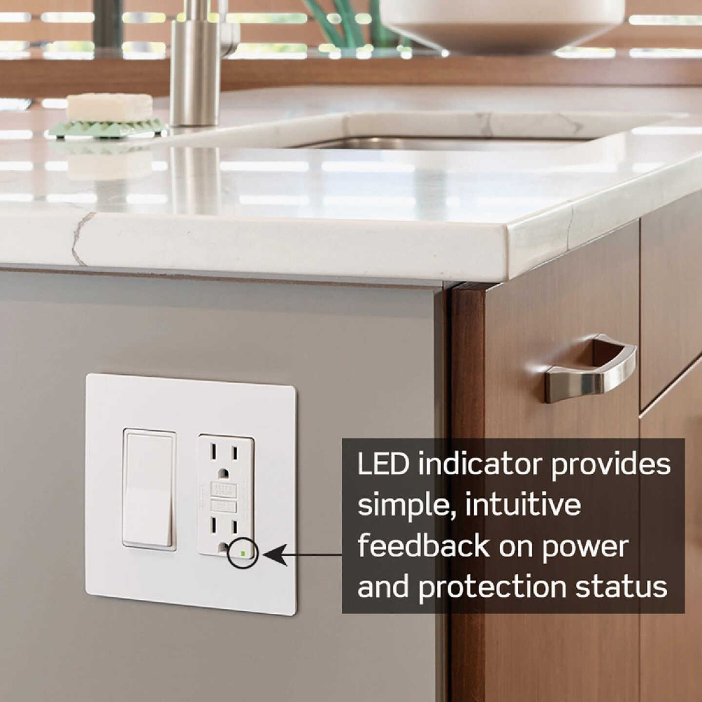 Leviton Self-Test 15A White Tamper-Resistant Slim GFCI Outlet with LED Indicator Light Image 4