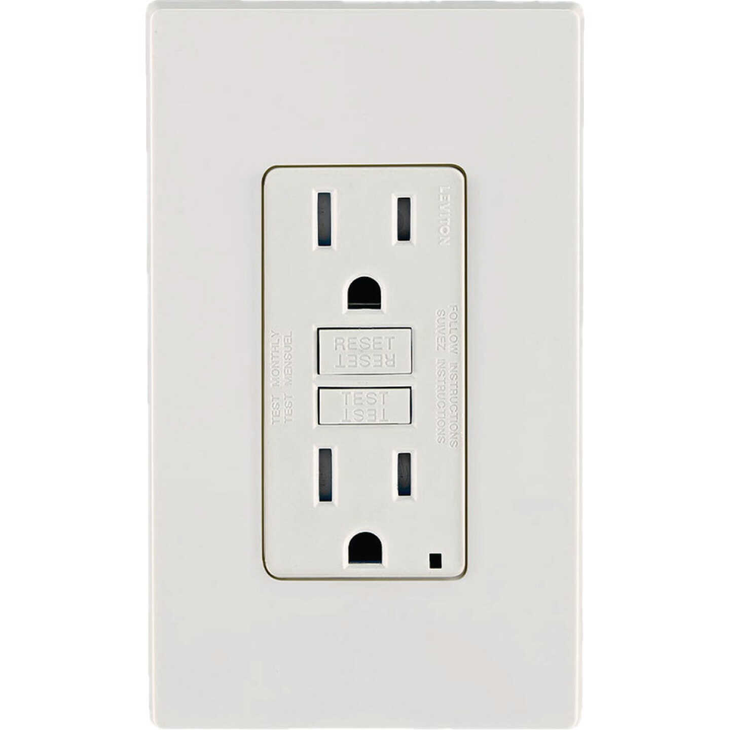 Leviton Self-Test 15A White Tamper-Resistant Slim GFCI Outlet with LED Indicator Light Image 6