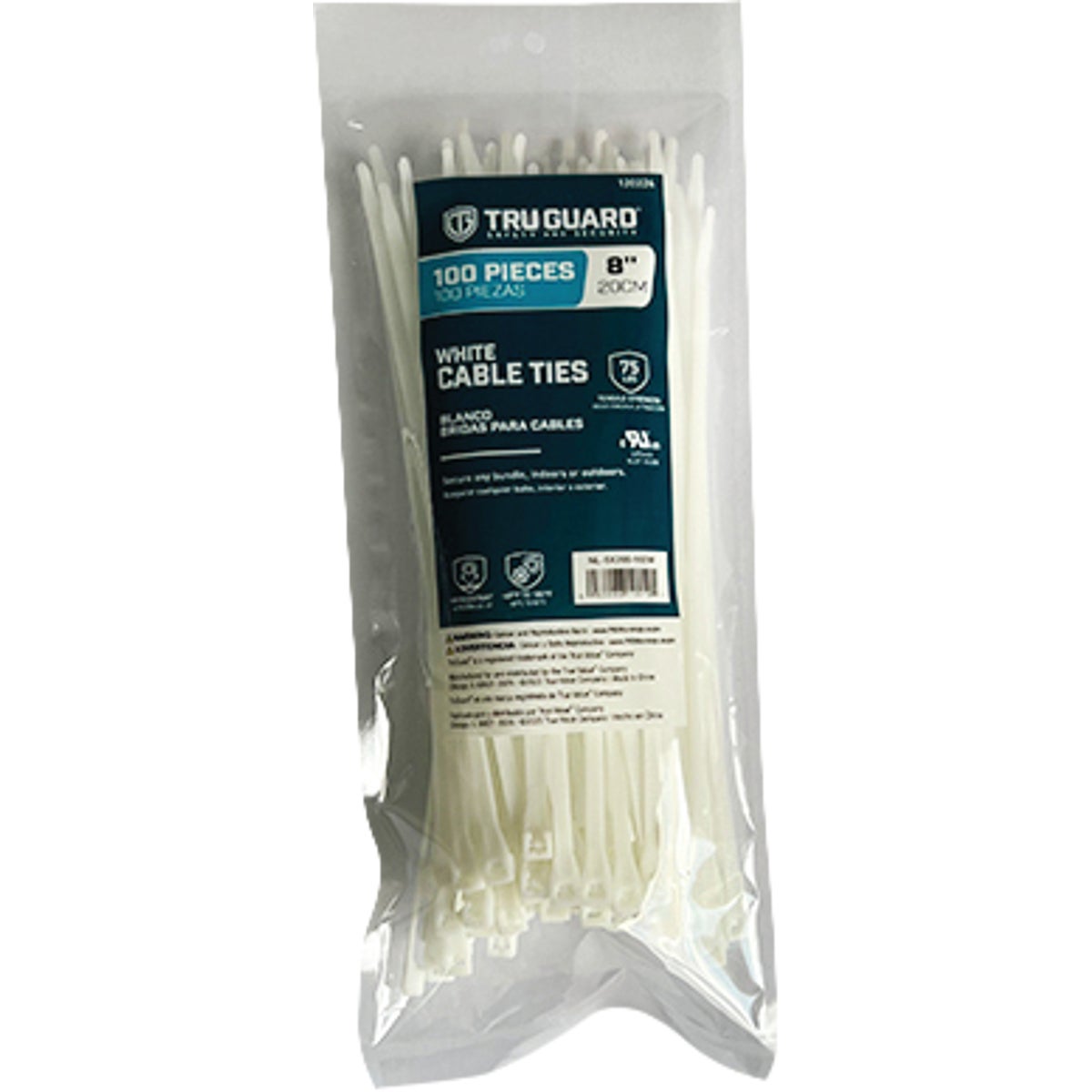 TruGuard 8 In. White CableTie (100-Pack)