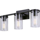 Canarm Britton 3-Light Black Vanity Bath Light Fixture, Clear Glass Image 1