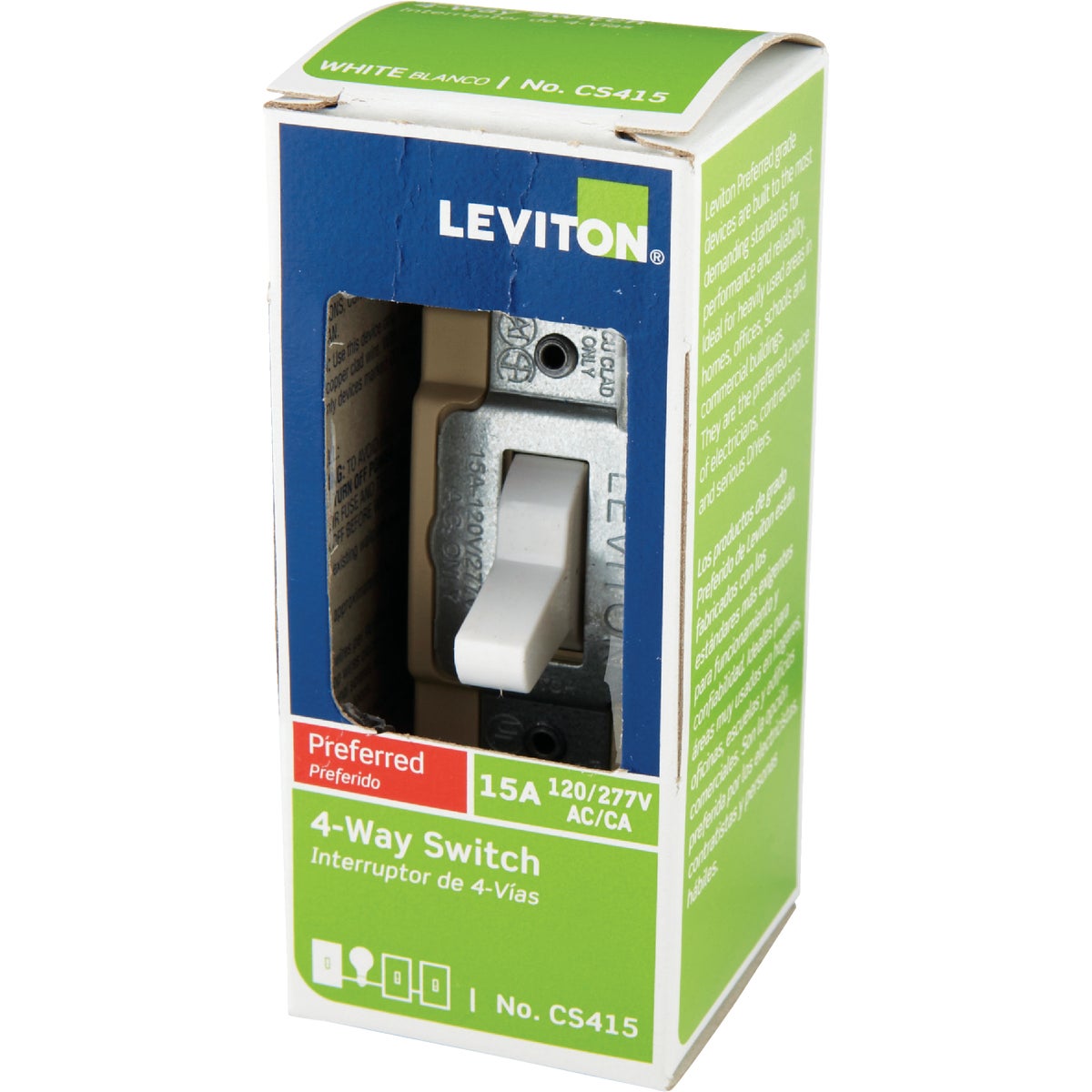 Leviton Commercial 15A White Grounded Quiet 4-Way Switch Image 3