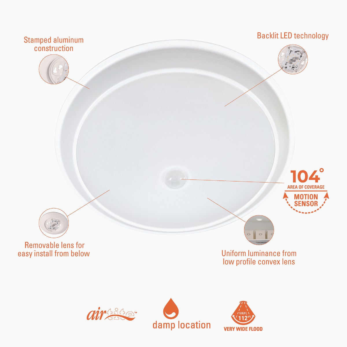 Halo 9 In. 5CCT Low Profile LED Disc Light with Motion Sensor Image 2