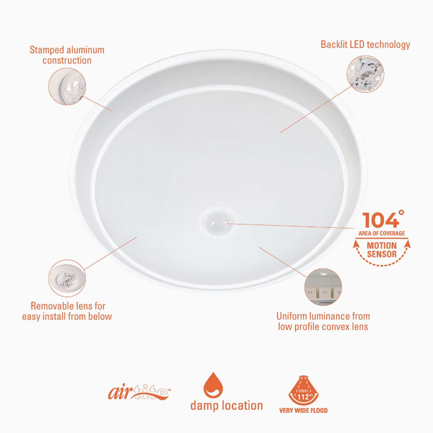 Halo 9 In. 5CCT Low Profile LED Disc Light with Motion Sensor Image 2