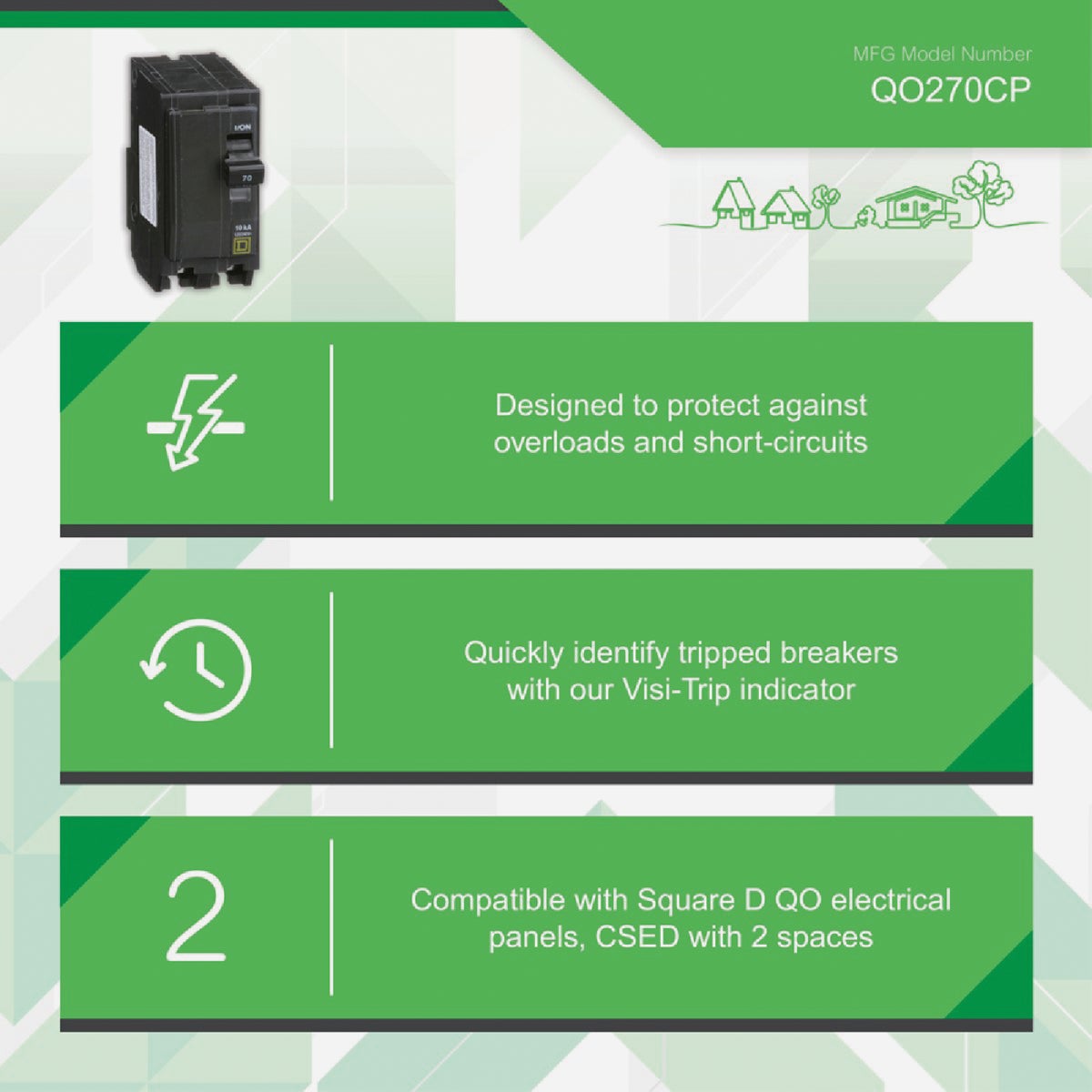 Square D QO 70A Double-Pole Standard Trip Circuit Breaker Image 4