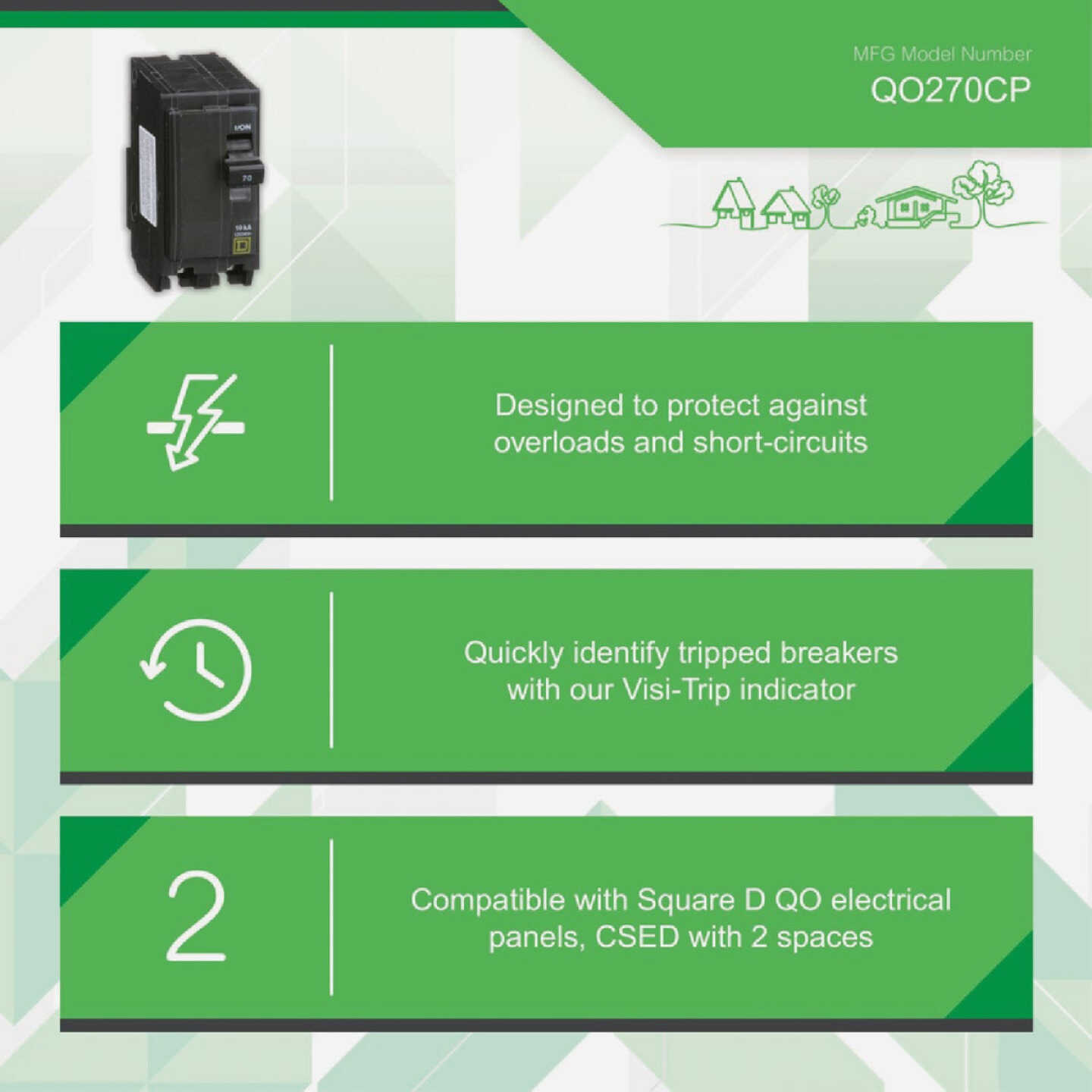 Square D QO 70A Double-Pole Standard Trip Circuit Breaker Image 4